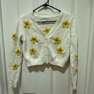 Jessica Simpson Cream and Yellow Floral Cardigan